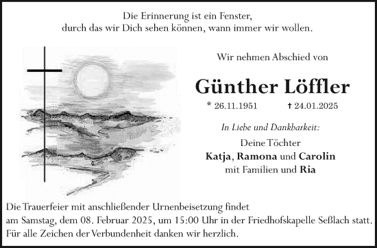 Traueranzeige von Günther Löffler von Neue Presse Coburg