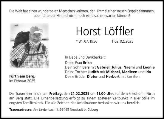Traueranzeige von Horst Löffler von Neue Presse Coburg