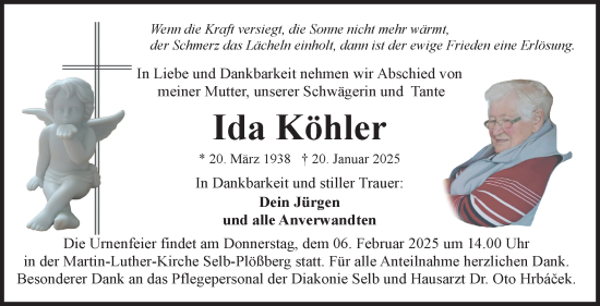 Traueranzeige von Ida Köhler von Frankenpost