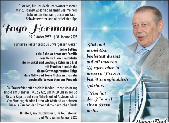 Traueranzeige von Ingo Hermann von Südthüringer Presse