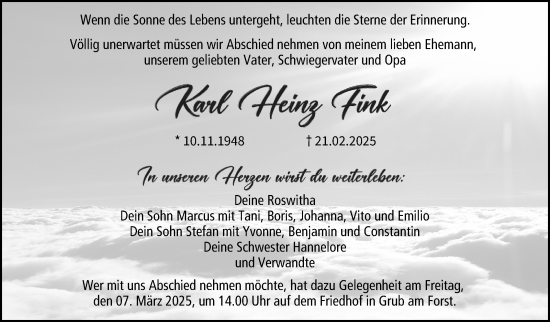 Traueranzeige von Karl Heinz Fink von Neue Presse Coburg