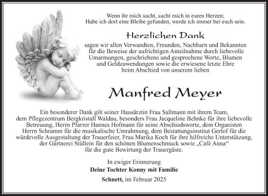 Traueranzeige von Manfred Meyer von Südthüringer Presse