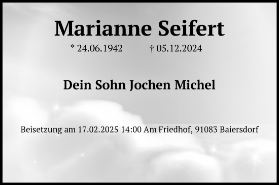 Traueranzeige von Marianne Seifert von Frankenpost