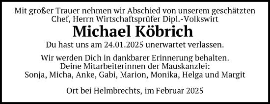 Traueranzeige von Michael Köbrich von Frankenpost