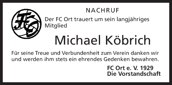 Traueranzeige von Michael Köbrich von Frankenpost