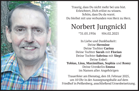 Traueranzeige von Norbert Jungnickl von Frankenpost