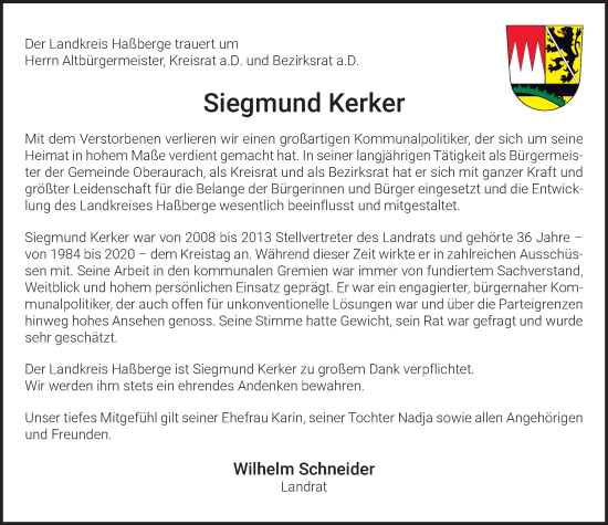 Traueranzeige von Siegmund Kerker von Neue Presse Coburg