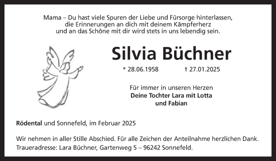 Traueranzeige von Silvia Büchner von Neue Presse Coburg