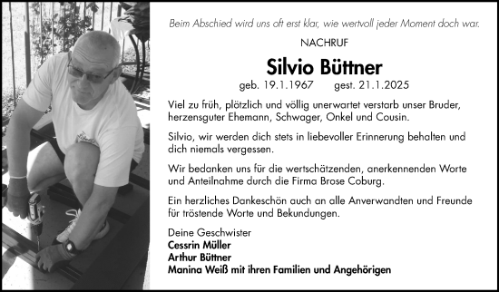 Traueranzeige von Silvio Büttner von Neue Presse Coburg