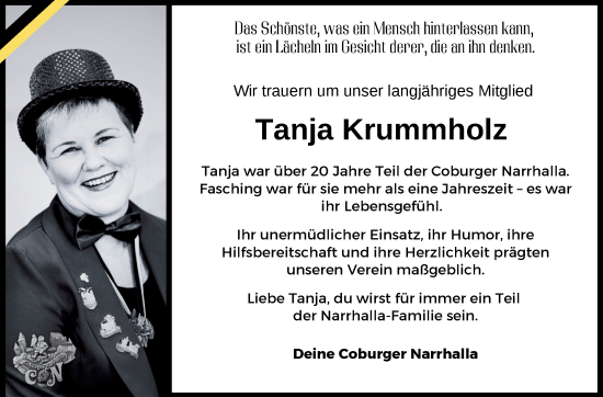 Traueranzeige von Tanja Krummholz von Neue Presse Coburg