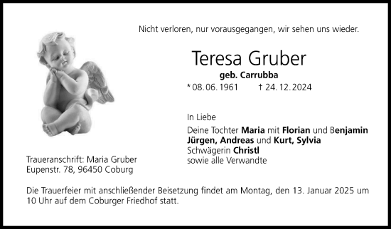 Traueranzeige von Teresa Gruber von Neue Presse Coburg