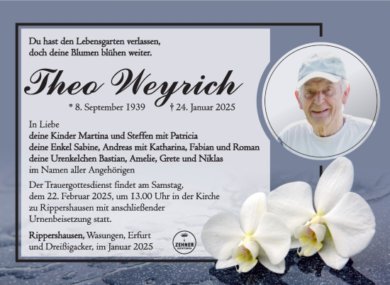 Traueranzeige von Theo Weyrich von Südthüringer Presse
