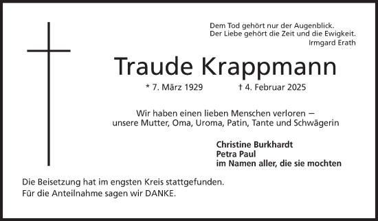Traueranzeige von Traude Krappmann von Neue Presse Coburg