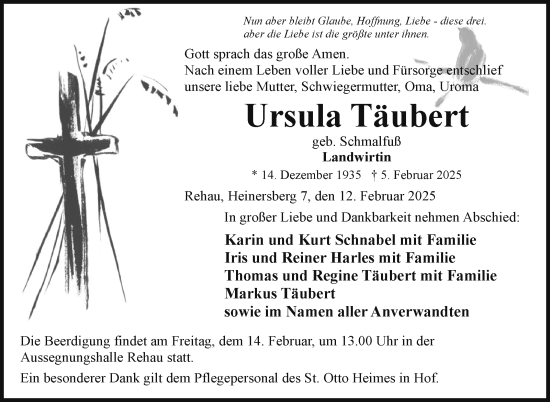 Traueranzeige von Ursula Täubert von Frankenpost