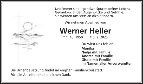Traueranzeige von Werner Heller von Frankenpost