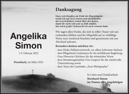 Traueranzeige von Angelika Simon von Südthüringer Presse