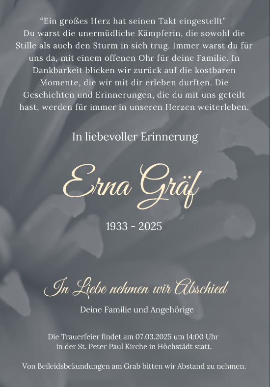 Traueranzeige von Erna Gräf von Frankenpost