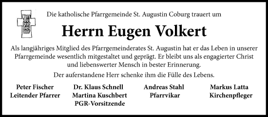 Traueranzeige von Eugen Volkert von Neue Presse Coburg