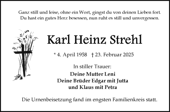 Traueranzeige von Karl Heinz Strehl von Frankenpost