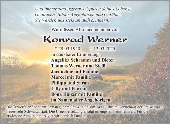 Traueranzeige von Konrad Werner von Südthüringer Presse