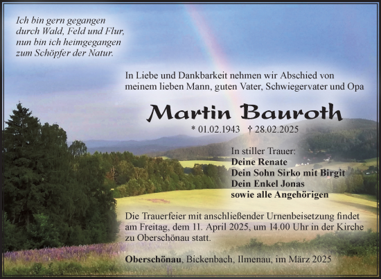 Traueranzeige von Martin Bauroth von Südthüringer Presse