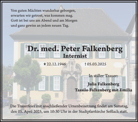 Traueranzeige von Peter Falkenberg von Neue Presse Coburg