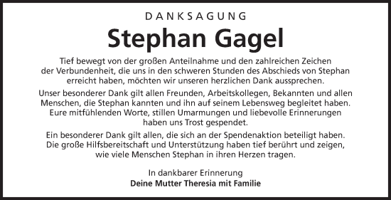 Traueranzeige von Stephan Gagel von Neue Presse Coburg