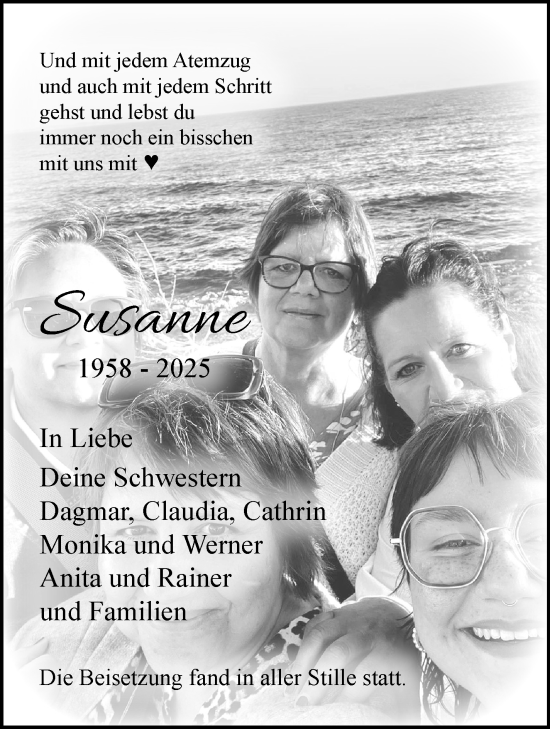 Traueranzeige von Susanne  von Neue Presse Coburg