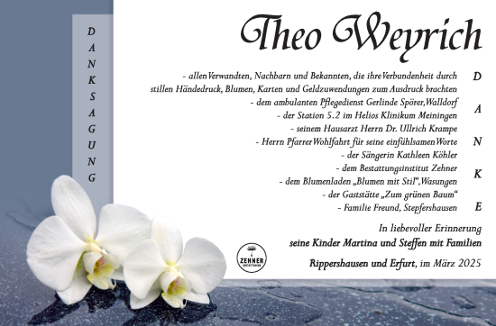 Traueranzeige von Theo Weyrich von Südthüringer Presse