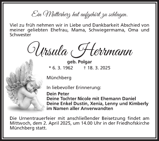 Traueranzeige von Ursula Herrmann von Frankenpost