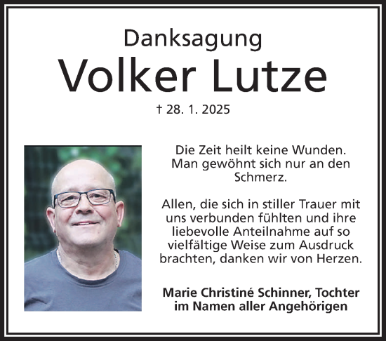 Traueranzeige von Volker Lutze von Frankenpost