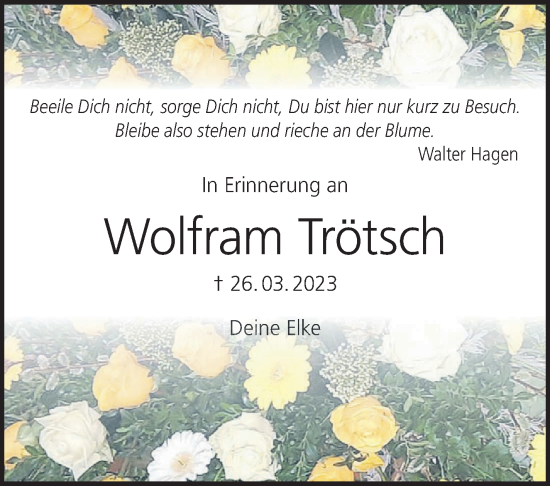Traueranzeige von Wolfram Trötsch von Neue Presse Coburg