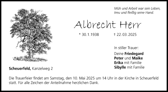 Traueranzeige von Albrecht Herr von Neue Presse Coburg