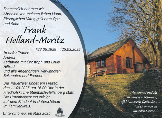 Traueranzeige von Frank Holland-Moritz von Südthüringer Presse