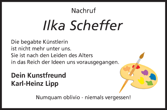 Traueranzeige von Ilka Scheffer von Neue Presse Coburg