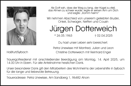 Traueranzeige von Jürgen Dotterweich von Neue Presse Coburg