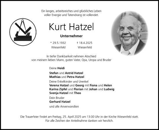 Traueranzeige von Kurt Hatzel von Neue Presse Coburg