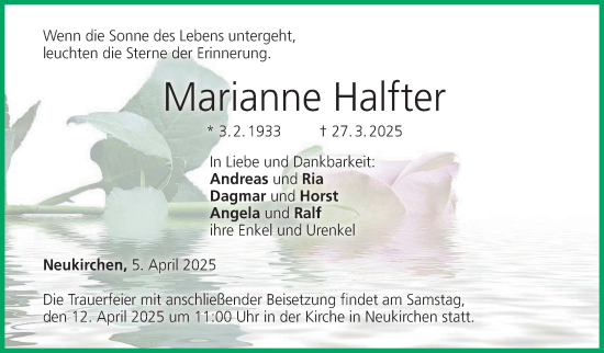 Traueranzeige von Marianne Halfter von Neue Presse Coburg