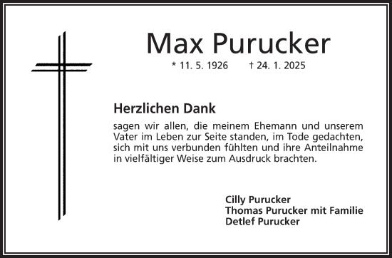 Traueranzeige von Max Purucker von Frankenpost