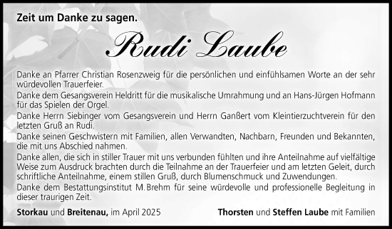 Traueranzeige von Rudi Laube von Neue Presse Coburg