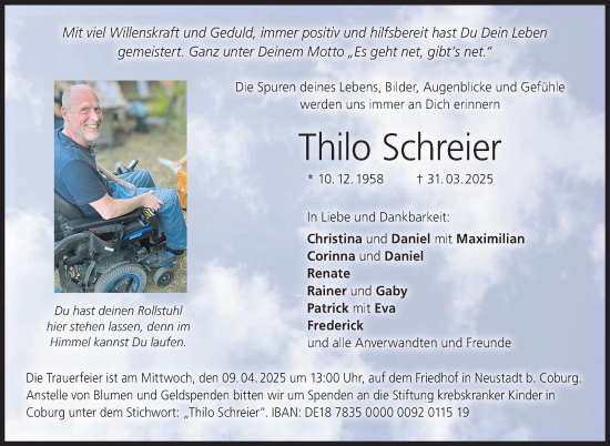 Traueranzeige von Thilo Schreier von Neue Presse Coburg