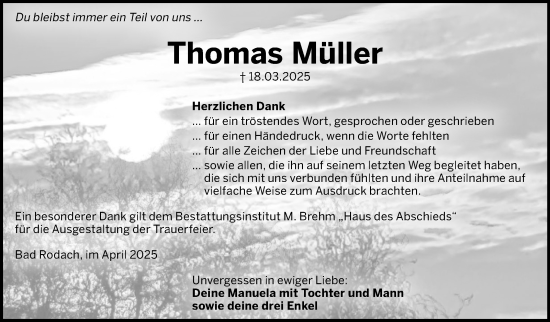 Traueranzeige von Thomas Müller von Neue Presse Coburg