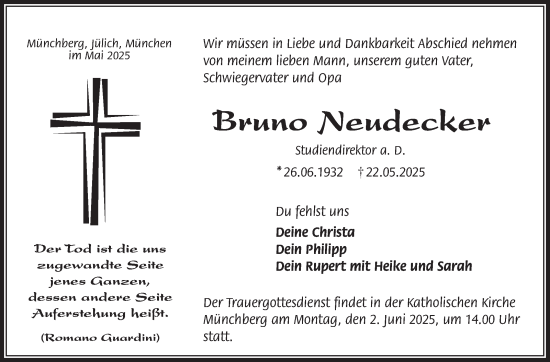 Traueranzeige von Bruno Neudecker von Frankenpost