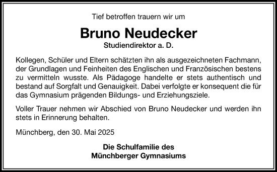 Traueranzeige von Bruno Neudecker von Frankenpost