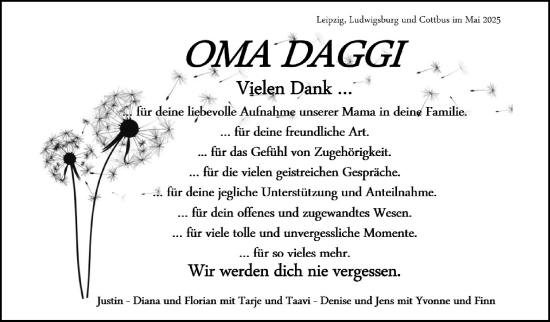 Traueranzeige von Dagmar  von Südthüringer Presse