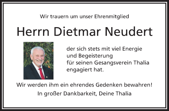 Traueranzeige von Dietmar Neudert von Frankenpost