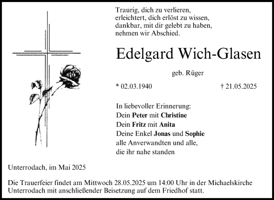 Traueranzeige von Edelgard Wich-Glasen von Neue Presse Coburg