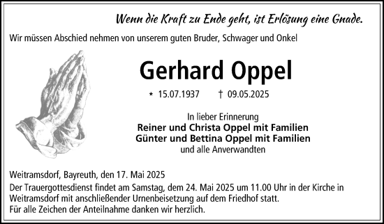 Traueranzeige von Gerhard Oppel von Neue Presse Coburg