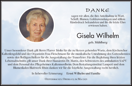 Traueranzeige von Gisela Wilhelm von Südthüringer Presse