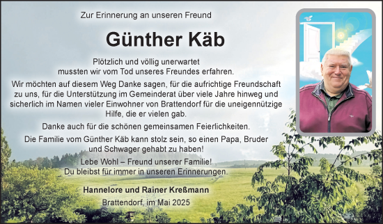 Traueranzeige von Günther Käb von Südthüringer Presse